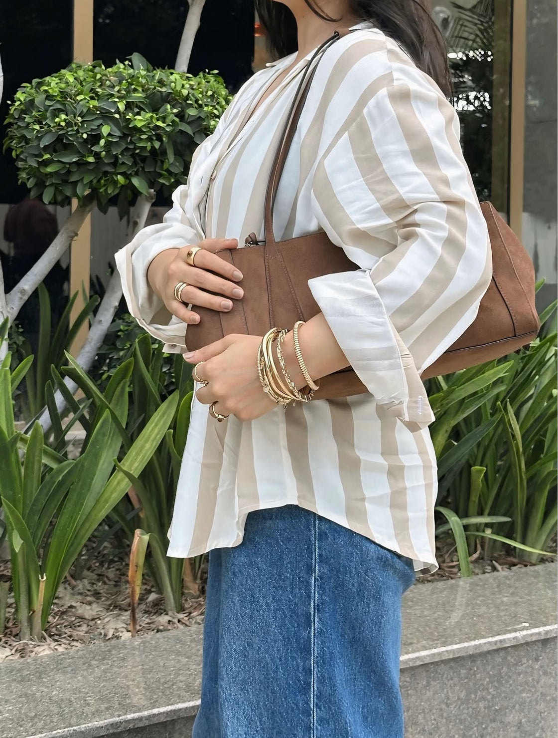 Ivory & Taupe Relaxed Shirt