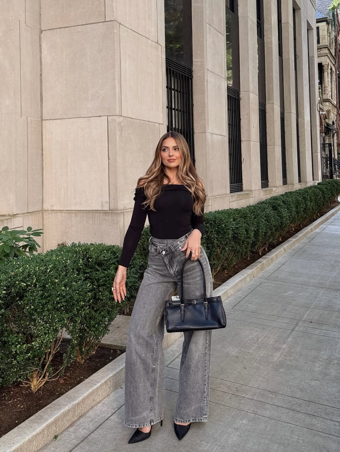 Asymmetrical Cross Over Denim