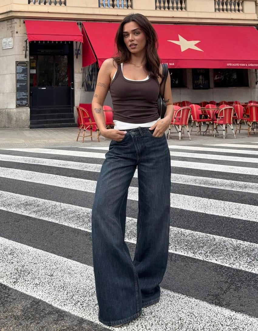 Asymmetrical Drip Denim