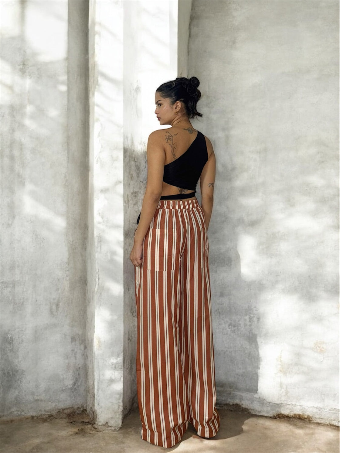 Tan Striped Lounge Pants