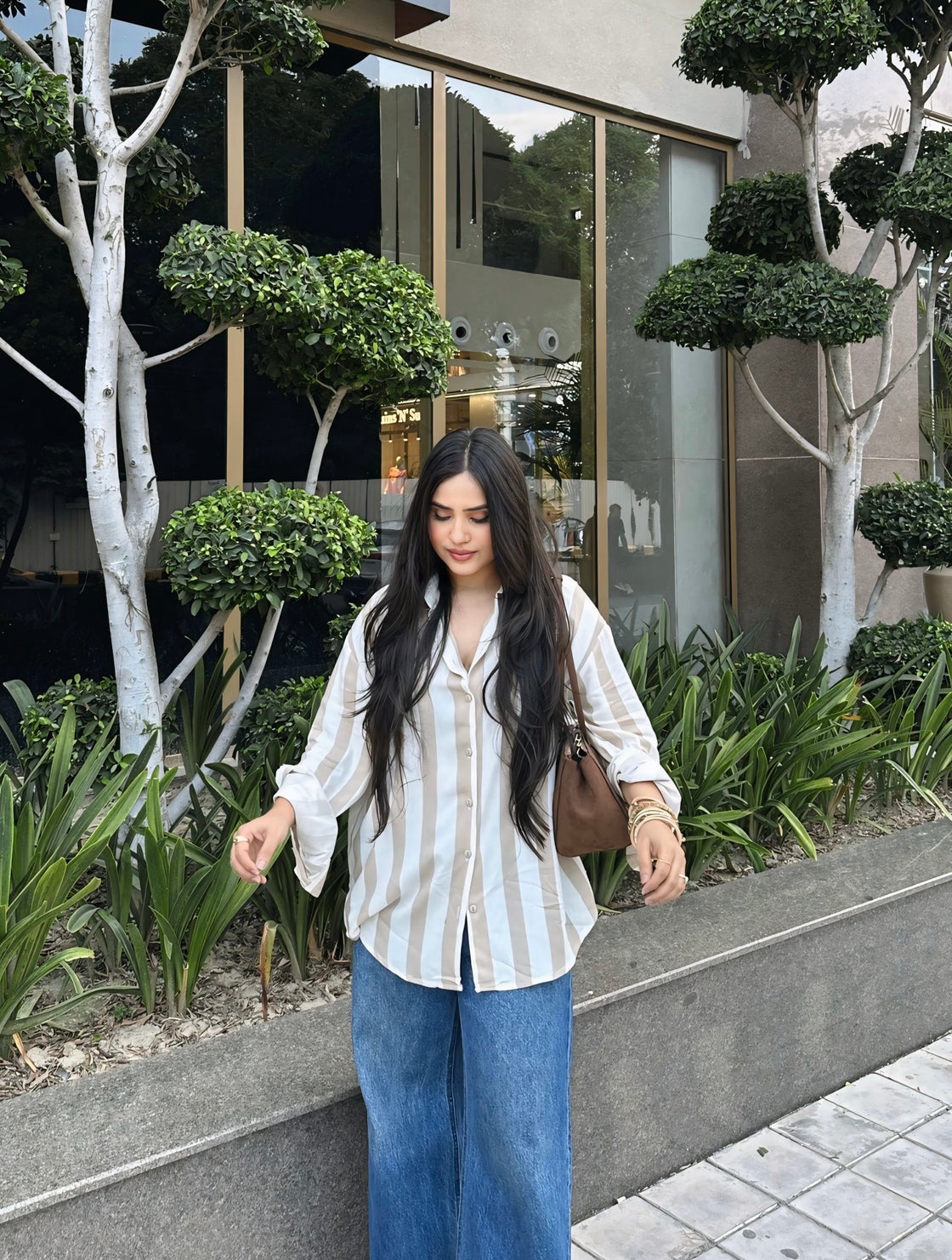 Ivory & Taupe Relaxed Shirt
