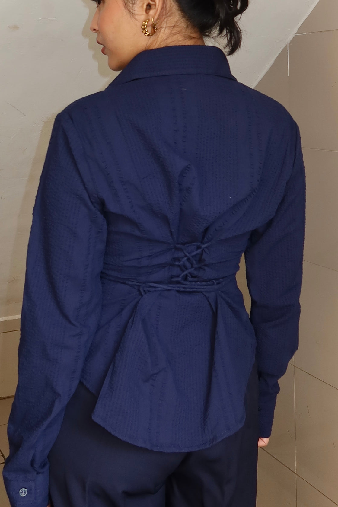 Navy Muse Cinch Shirt