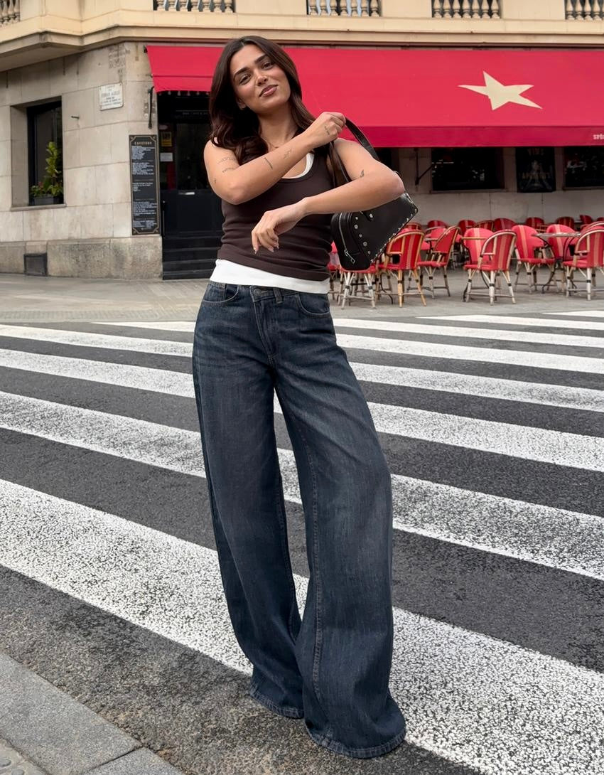 Asymmetrical Drip Denim