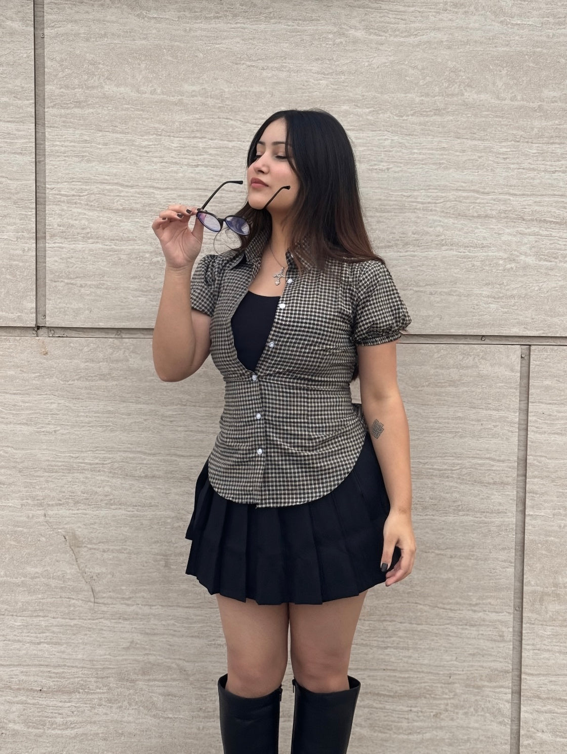 Latte Drawstring Fitted Shirt