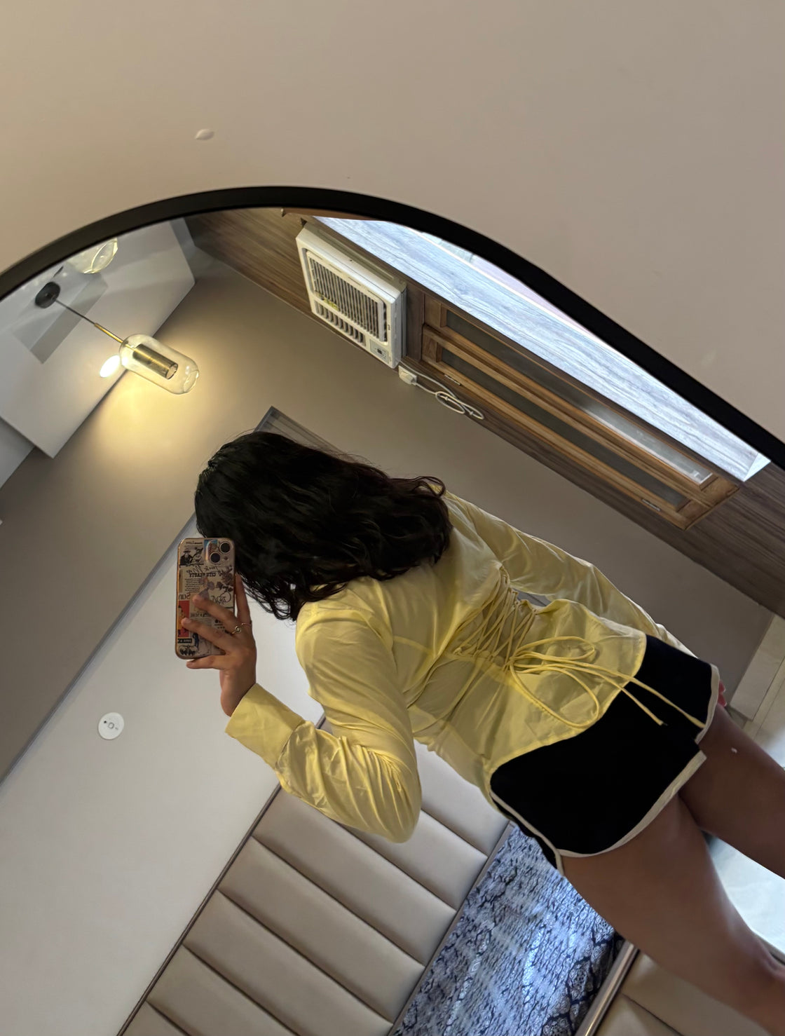 Butter Yellow Fitted Drawstring Shirt