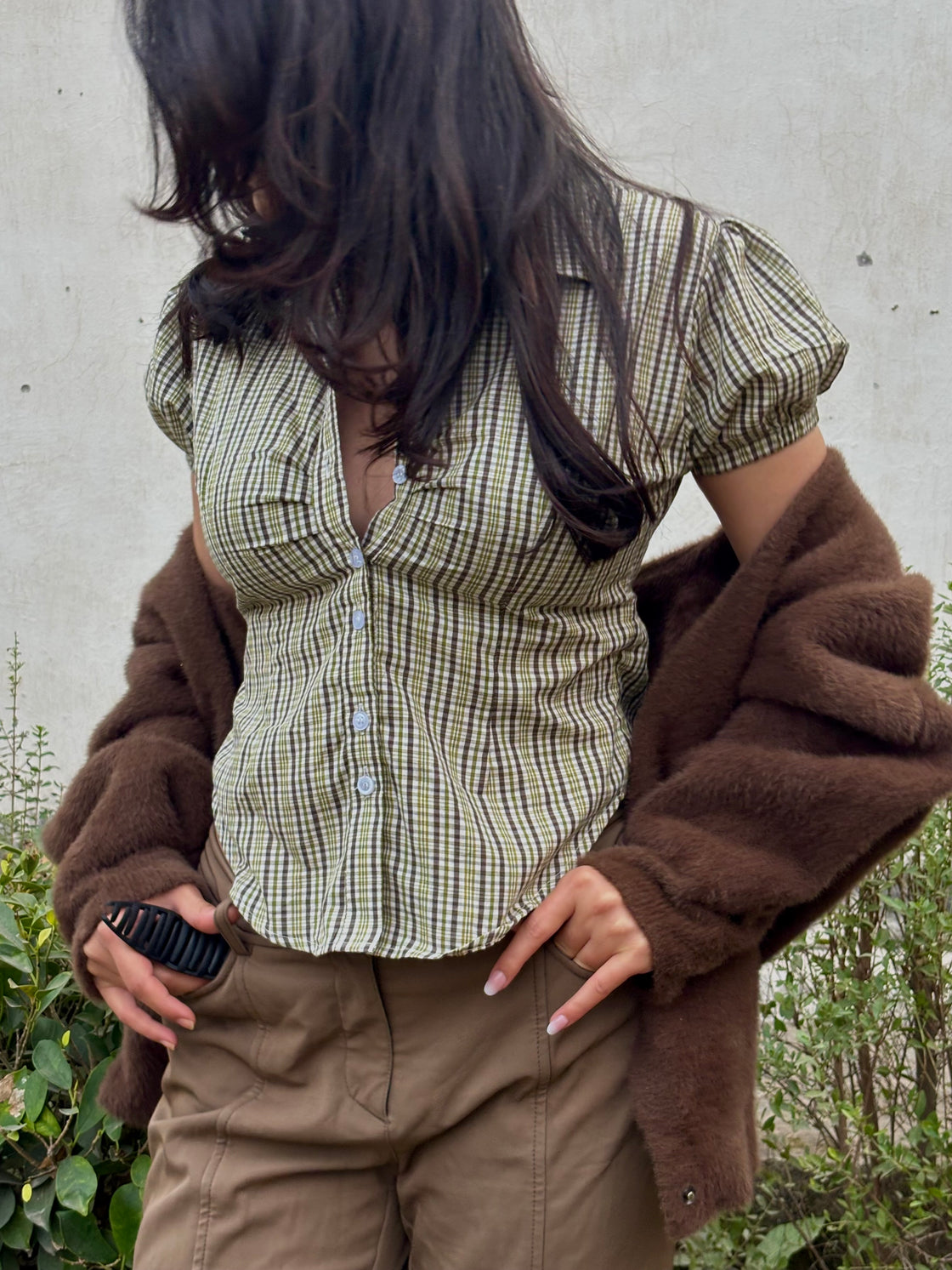 Matcha Ruched Fitted Shirt