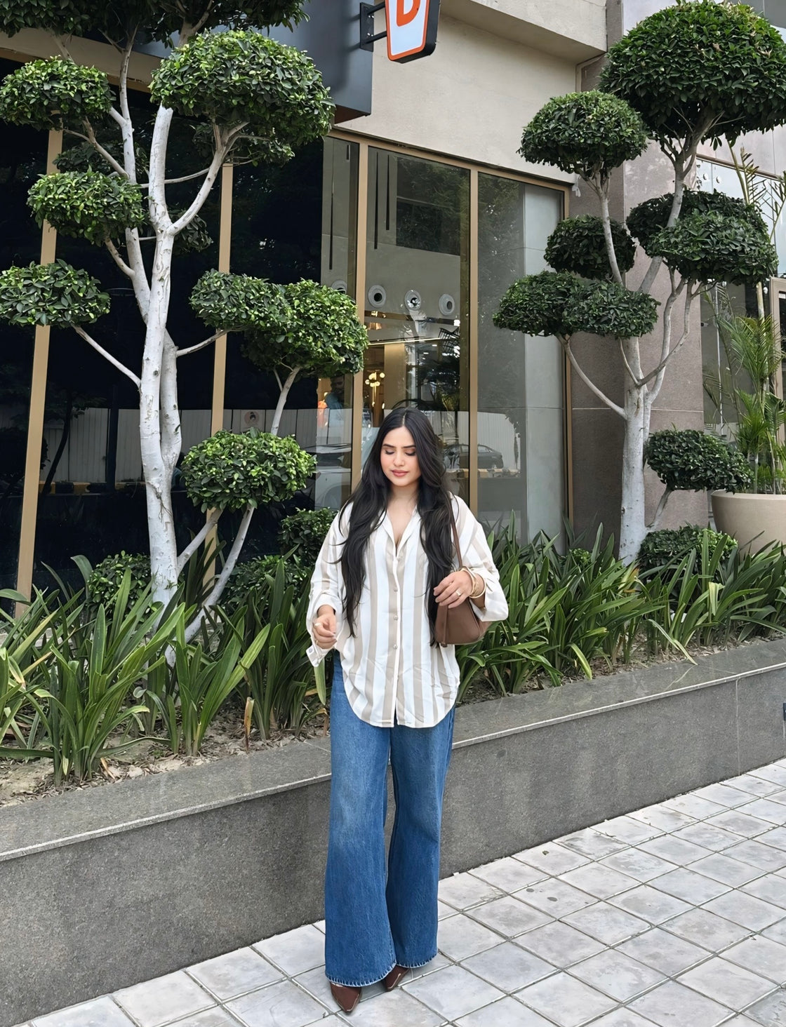 Ivory & Taupe Relaxed Shirt