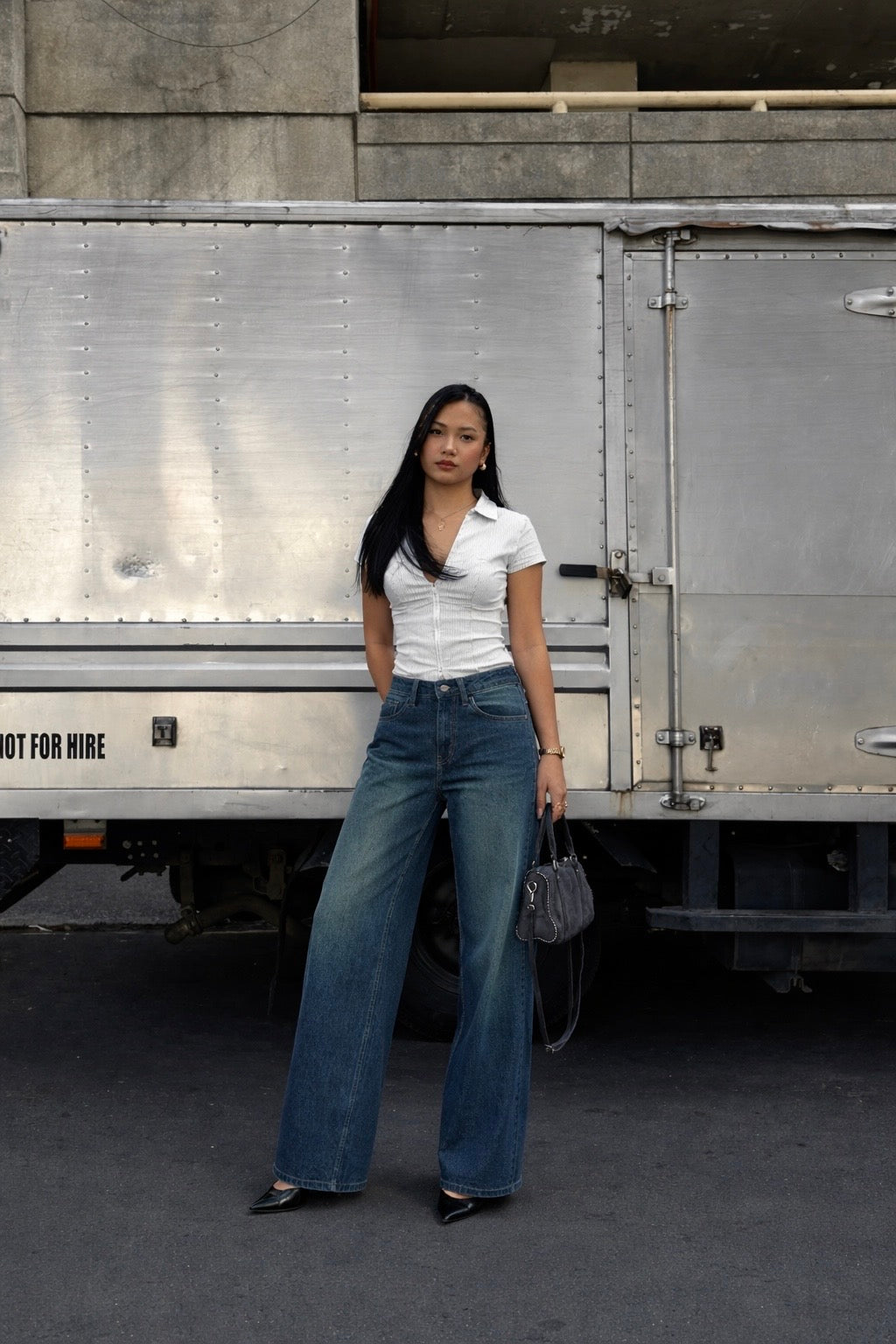 Green Tinted Stone Wash Baggy Denim