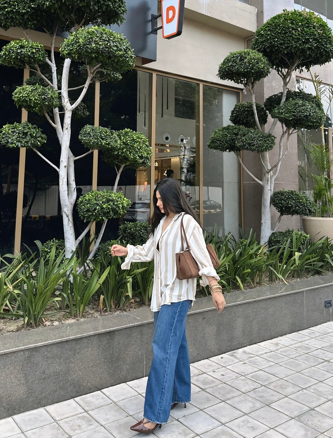 Ivory & Taupe Relaxed Shirt