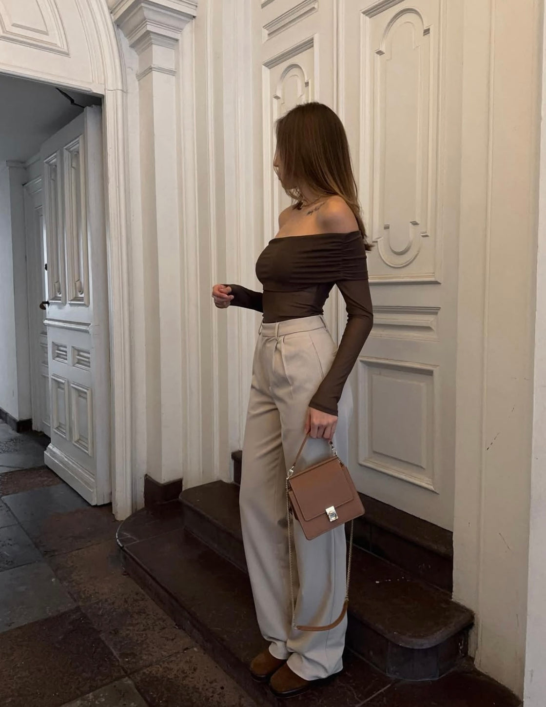 Beige Tailored Trousers