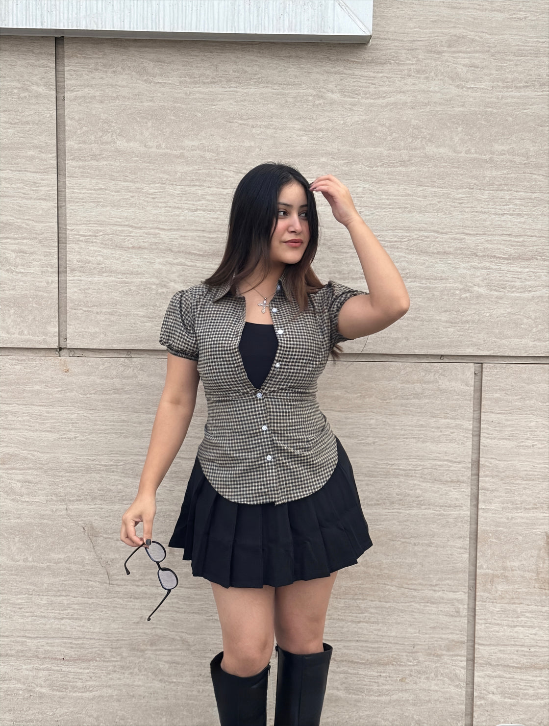 Latte Drawstring Fitted Shirt