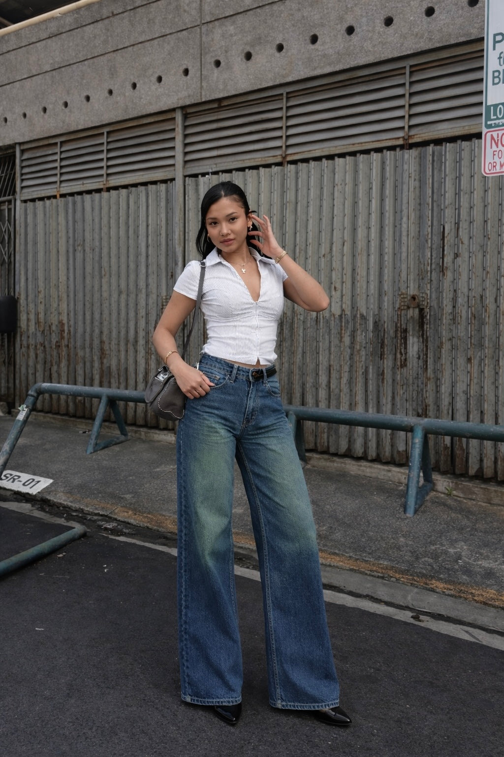 Green Tinted Stone Wash Baggy Denim