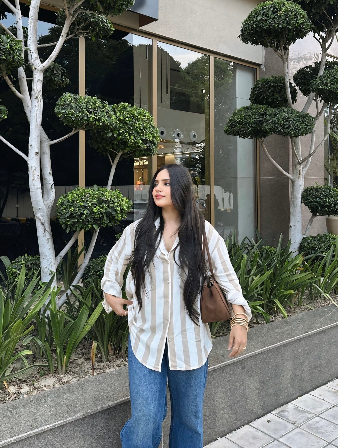 Ivory & Taupe Relaxed Shirt