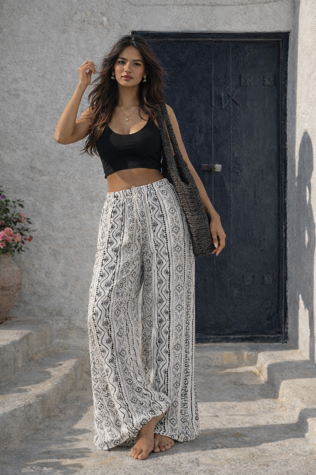 Boho Wide Leg Linen Pants