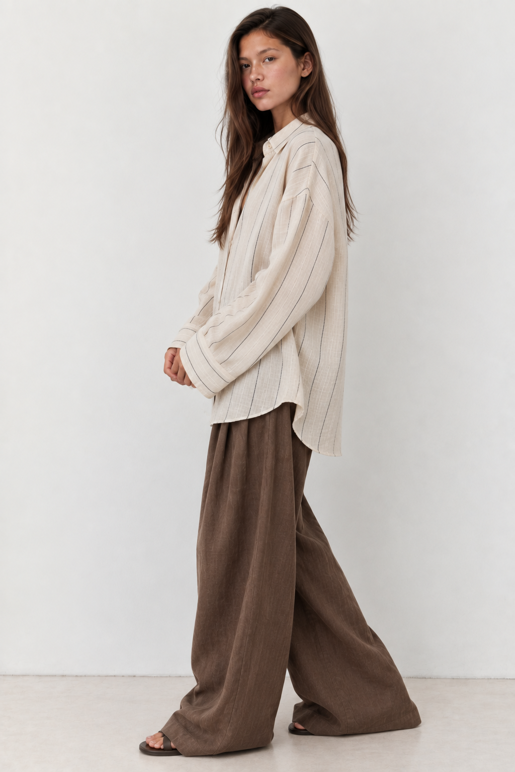 Sand Striped Linen Relaxed Shirt
