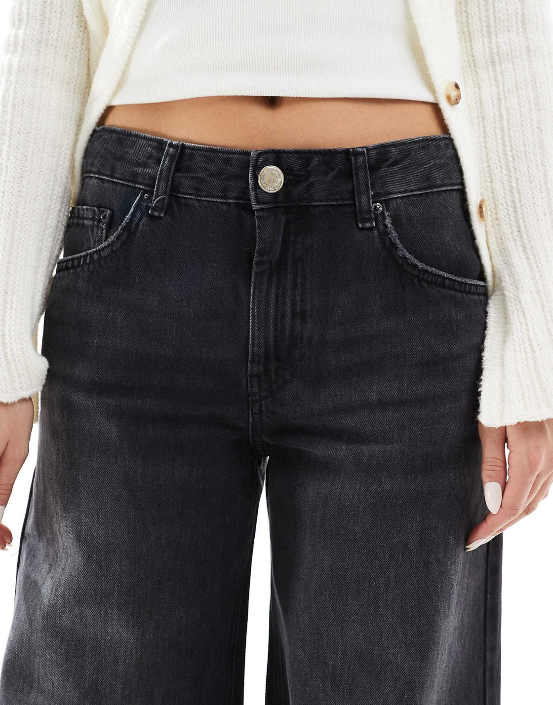 Washed Black Straight Jeans