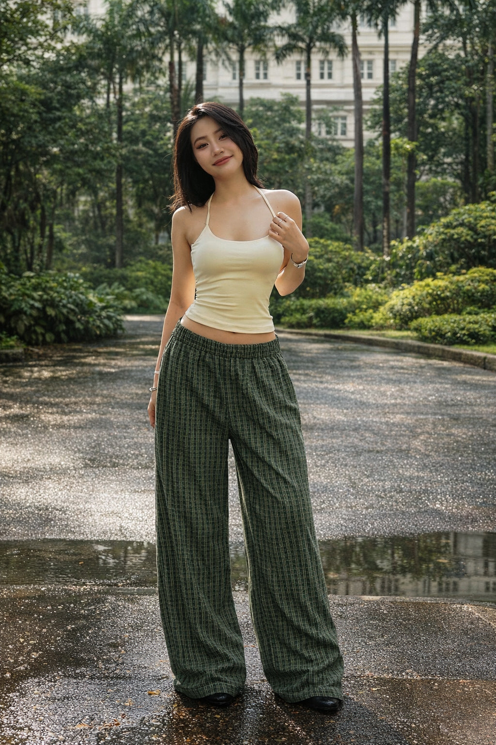 Forest Green Grid Pants