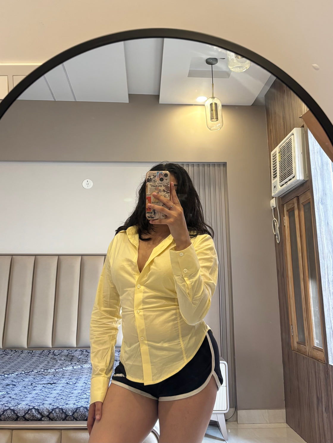 Butter Yellow Fitted Drawstring Shirt