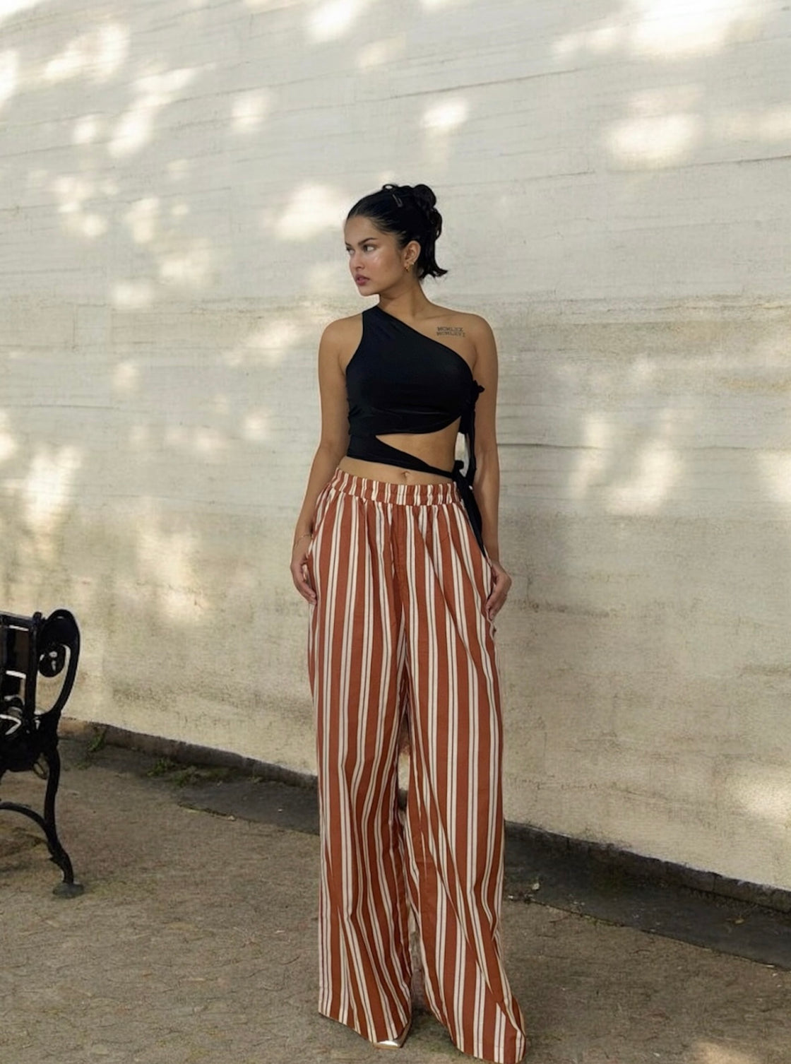 Tan Striped Lounge Pants