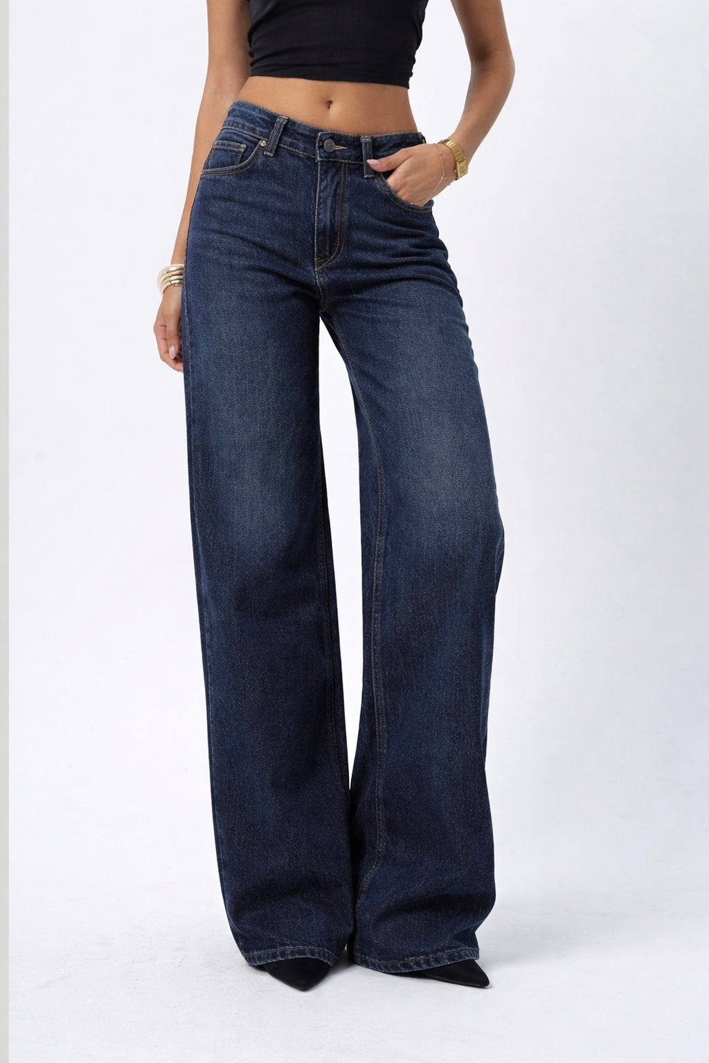 Dark Blue Wide Leg Jeans