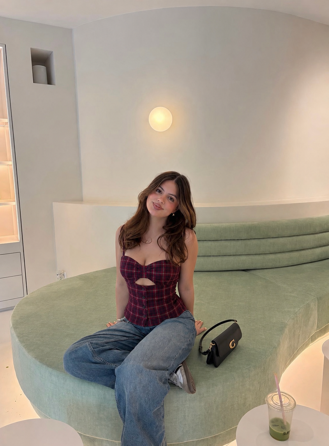 Wine Plaid Corset Top