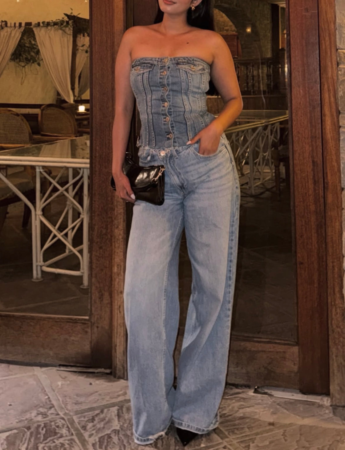 Asymmetrical Drip Denim