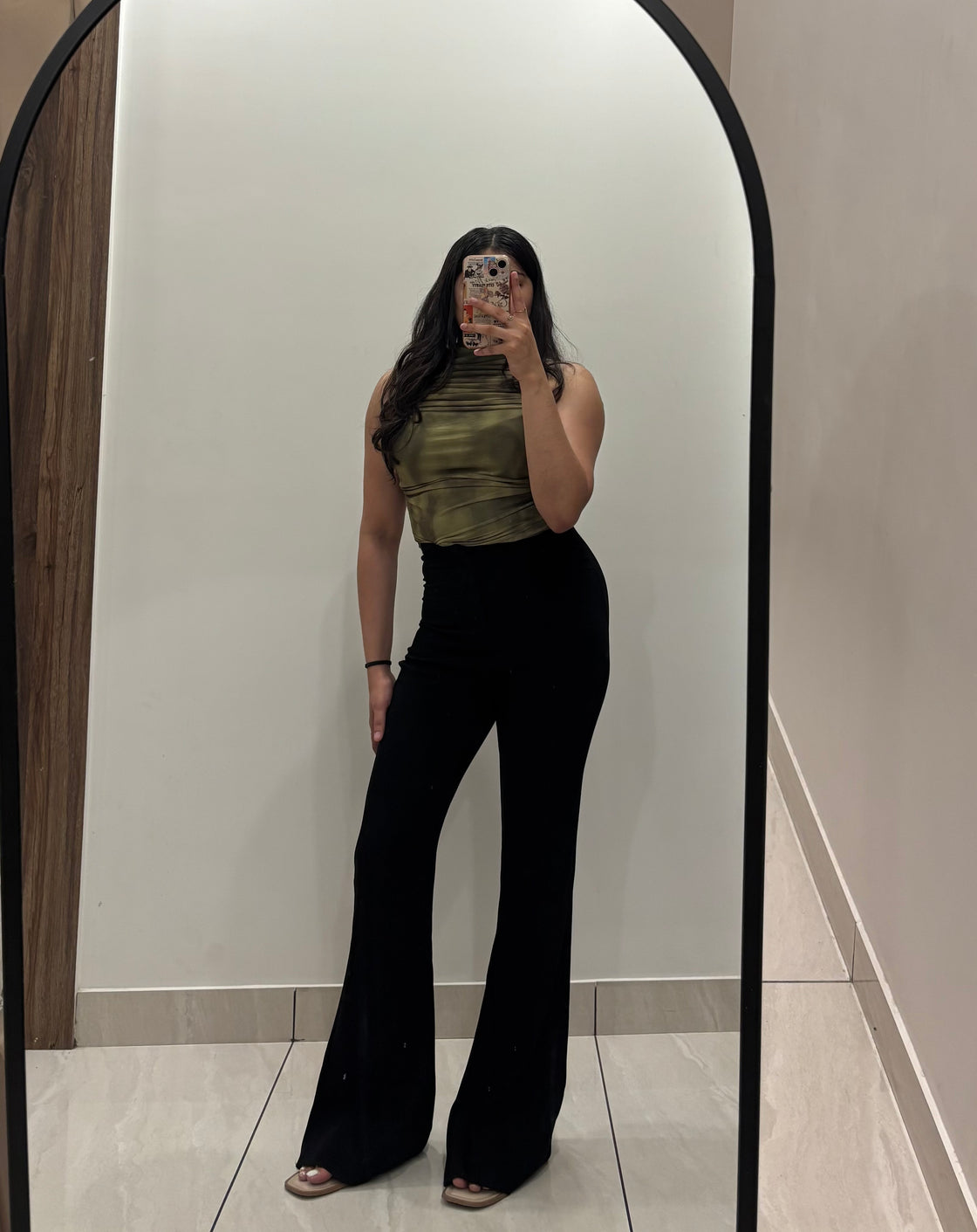 Black Sculpted Flared Pants
